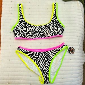 NWT neon Zebra bikini